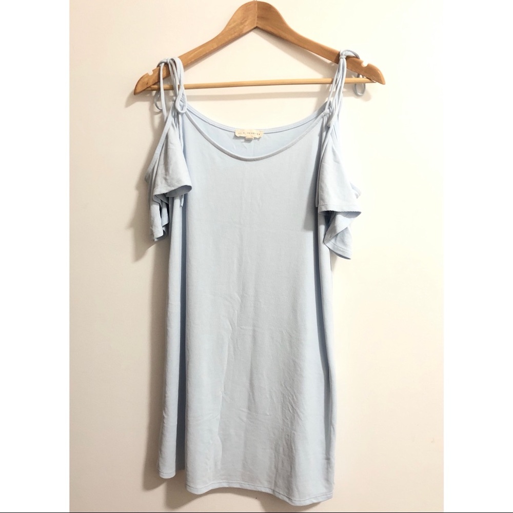 PACSUN Baby Blue Off-the-shoulder Tie Strap Dress